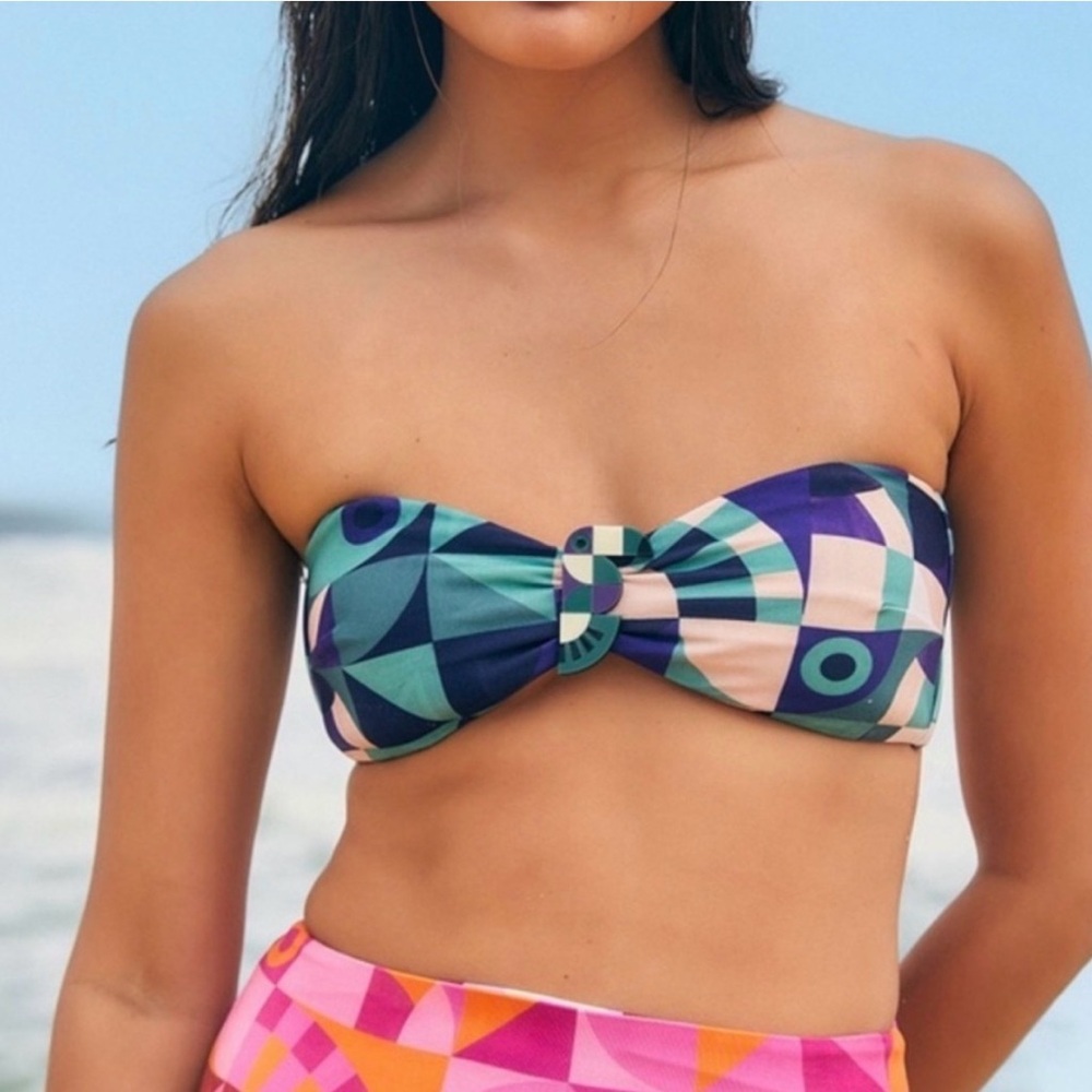 NWT Farm Rio Geometric Swim Bandeau Top - Picture 2 of 8